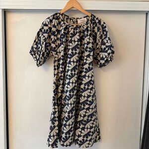 Seek Collective Block Printed Navy and Cream Floral Dress